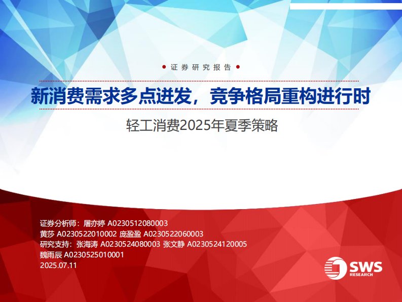 商贸零售-轻工消费行业2025年夏季策略：新消费需求多点迸发，竞争格局重构进行时-申万宏源[屠亦婷,黄莎,庞盈盈]-20250711【81页】