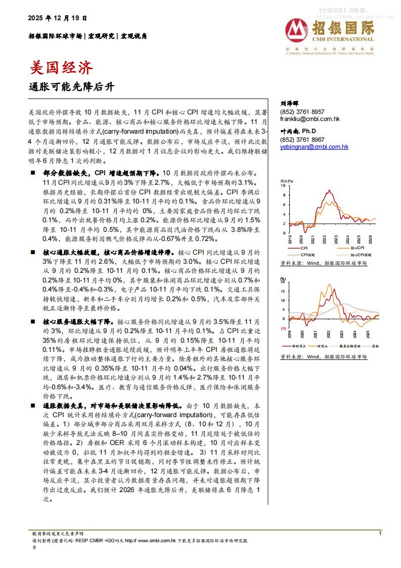 宏观策略-美国经济：通胀可能先降后升-招银国际[刘泽晖,叶丙南]-20251219【5页】